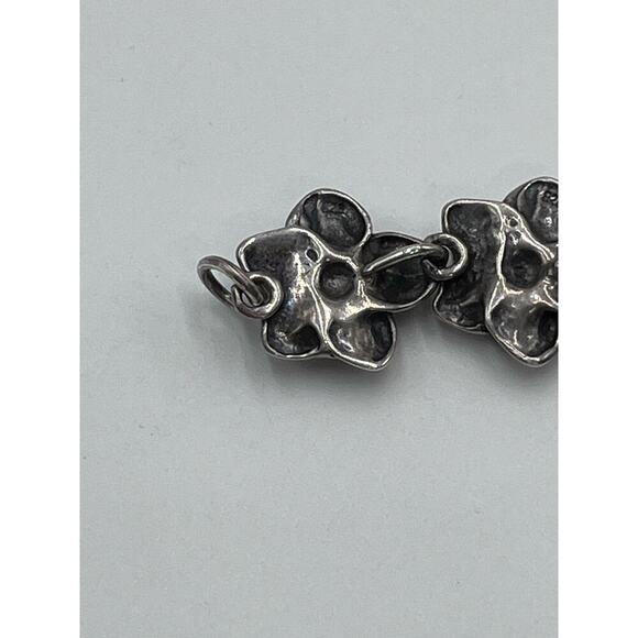 Sterling Silver Marked 925 Rose Flower Linked Feminine Oxidized bracelet 22 Gr - Picture 10 of 14